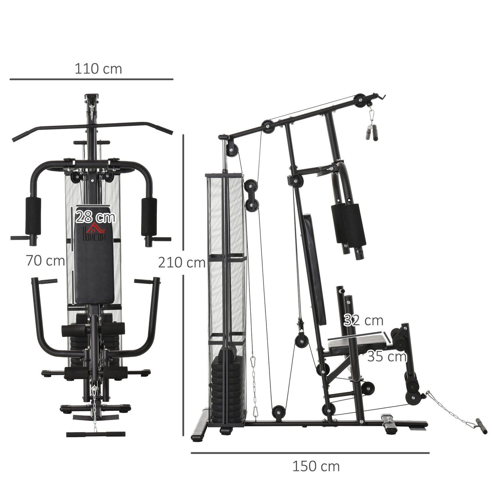 Multifunction Home Gym Weight Training Workout Station | Black
