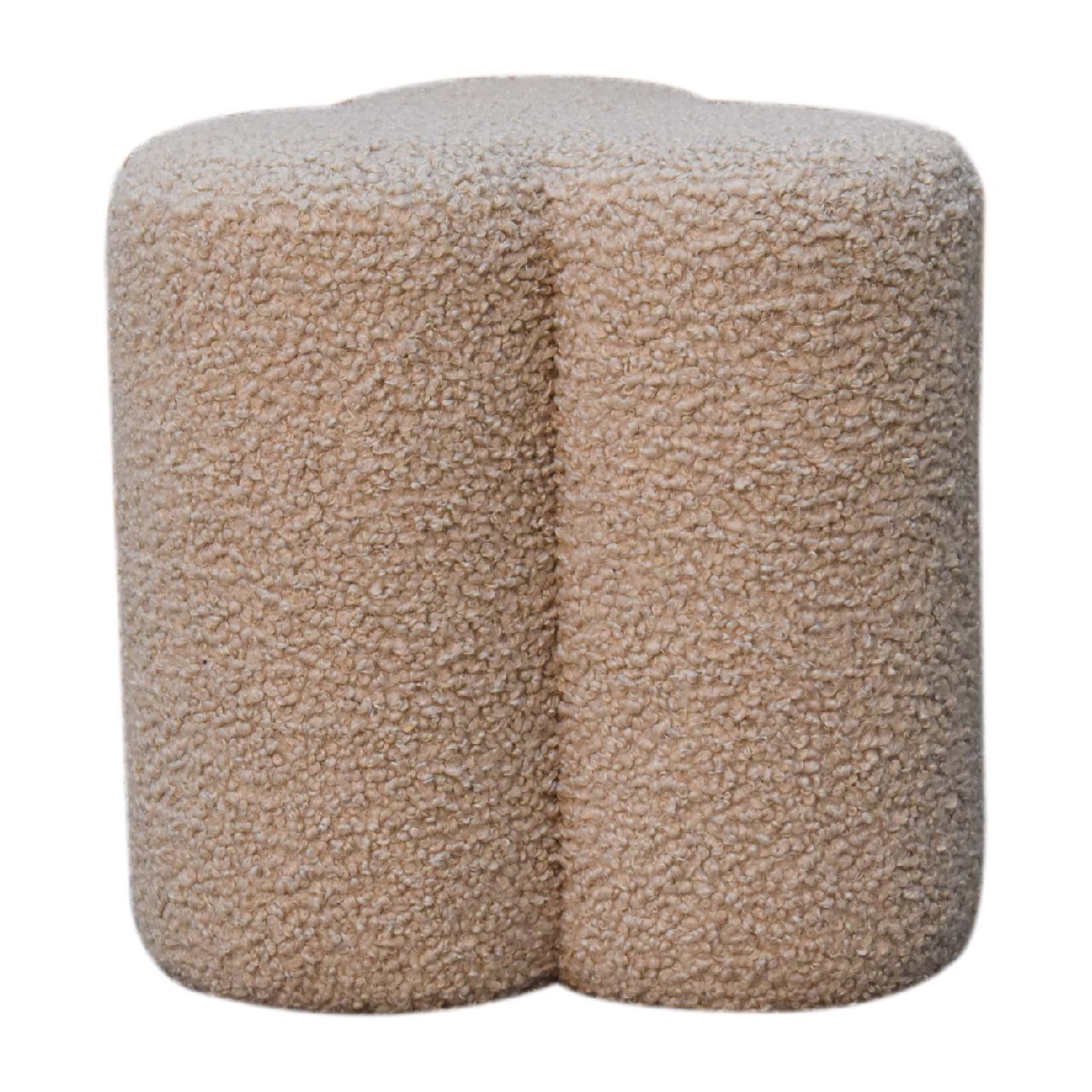 Solid Mango Wood Mud Boucle Clover Footstool