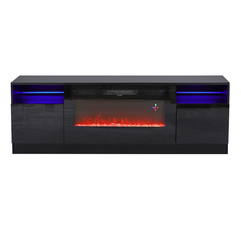 Recessed Electric Fireplace Tv Stand With Remote Control | Black