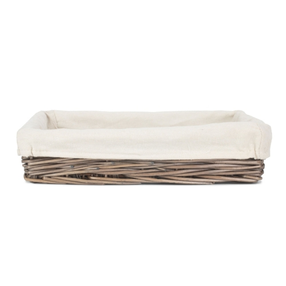 Cotton Lined Antique Wash Straight Sided Tray | Medium | Brown