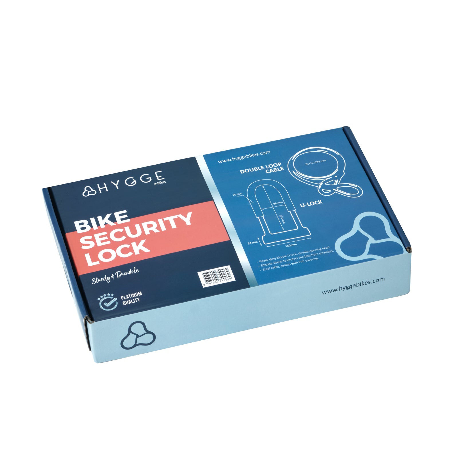 Secure D-lock With Cable - Hardened Steel For E-bikes And Urban Bikes