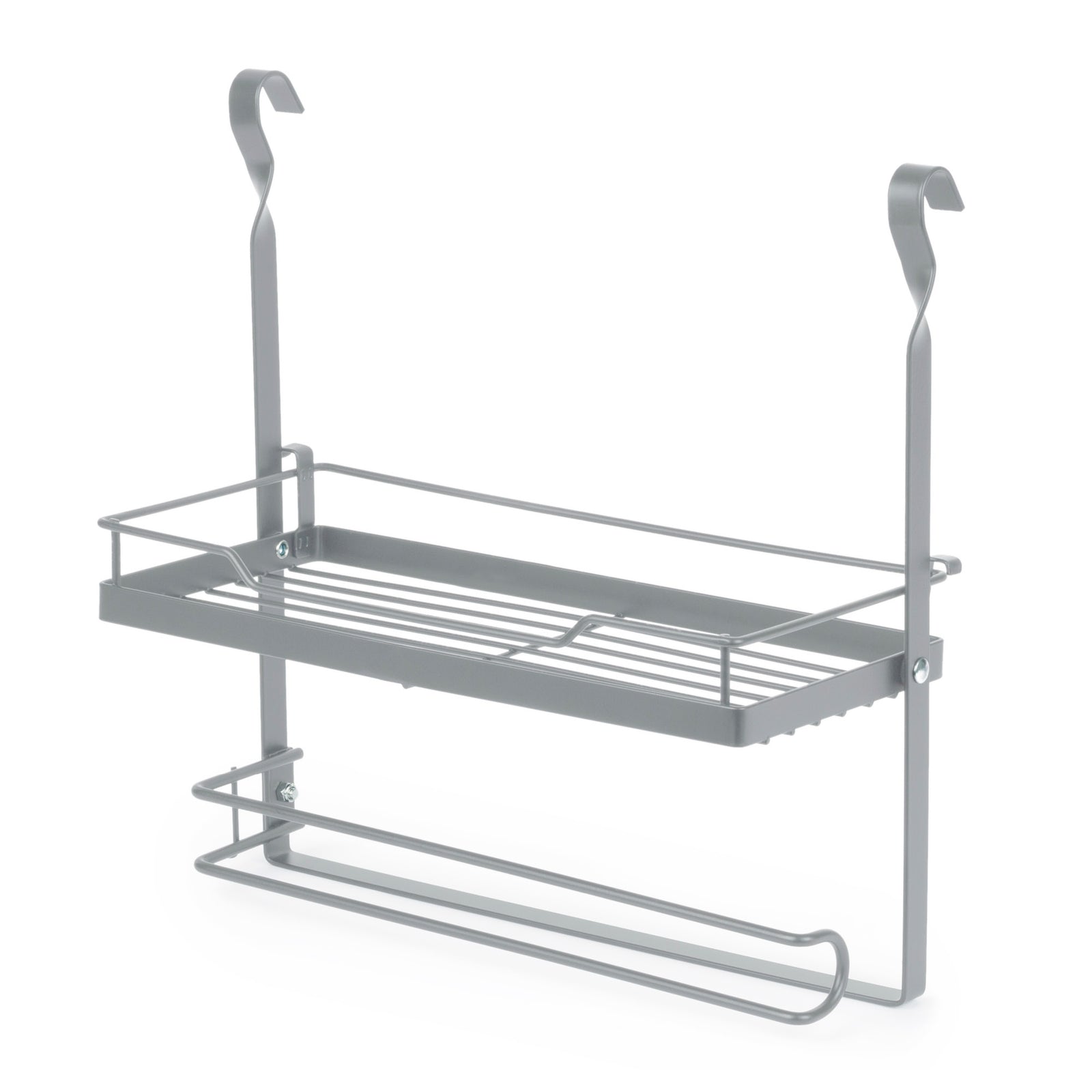 Kitchen Roll Holder With Shelf - Grey