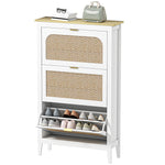 HOMCOM Boho Slim Shoe Cabinet With Rattan Doors