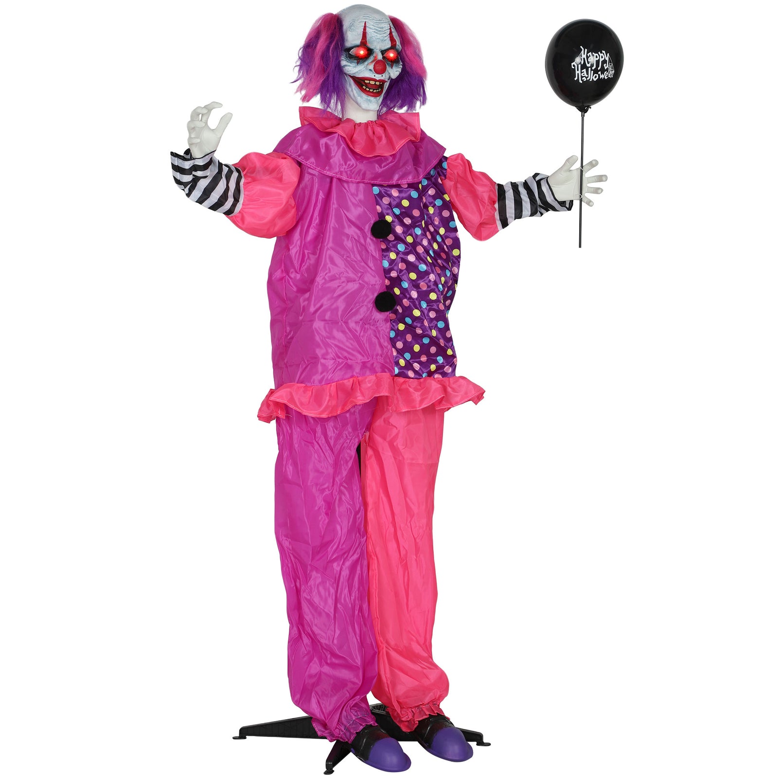 Sound Activated Halloween Animatronics Clown With Red Light Up Eyes