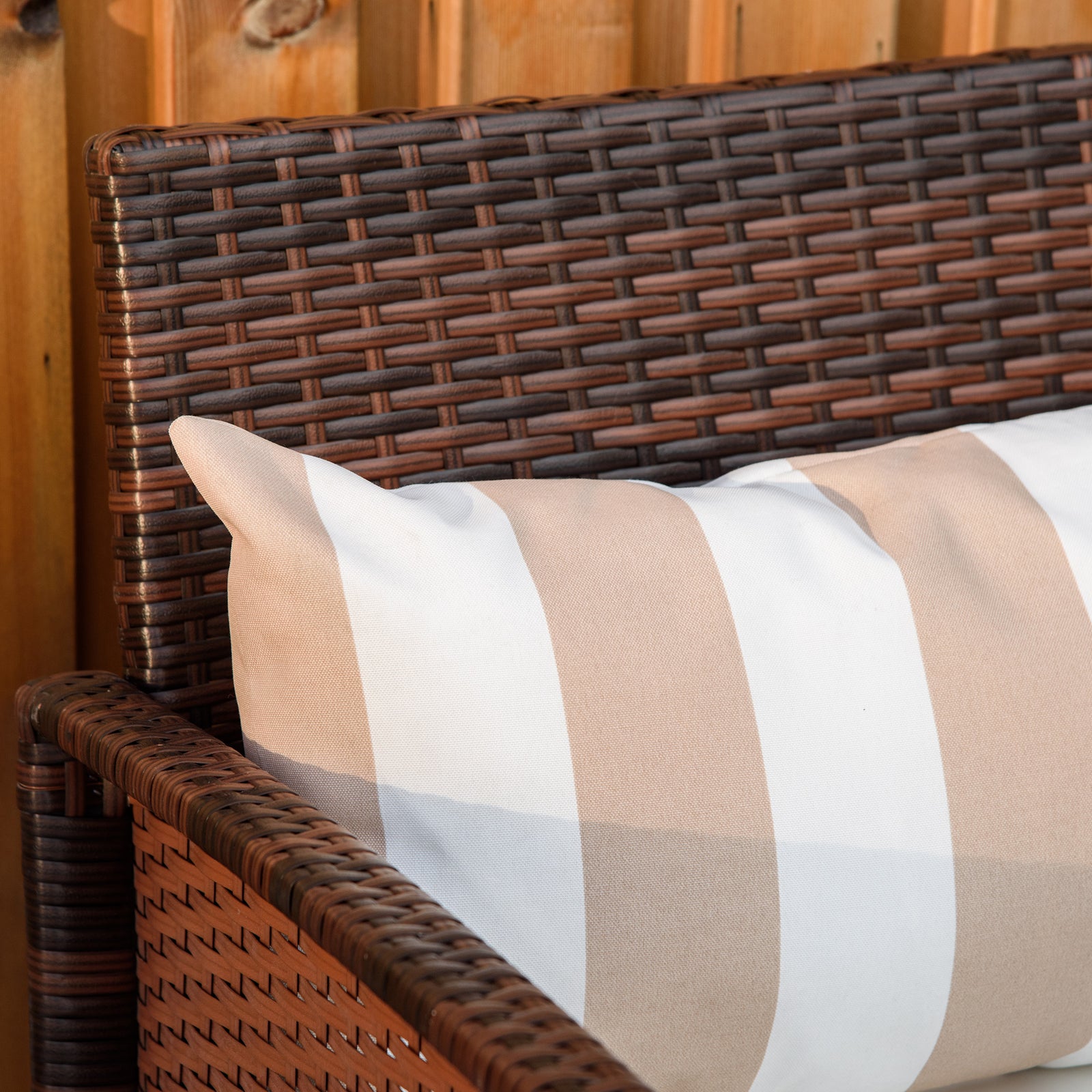 Outsunny 3 Pieces Rattan Bistro Set With Pillows And Cushions