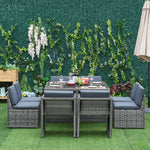 Patio 9 Pcs Rattan Dining Table Chair Set Cube