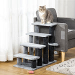 Pet Stairs With 3/4-step Stair, Scratching Posts, Platforms, Toy Ball | Large | Gray