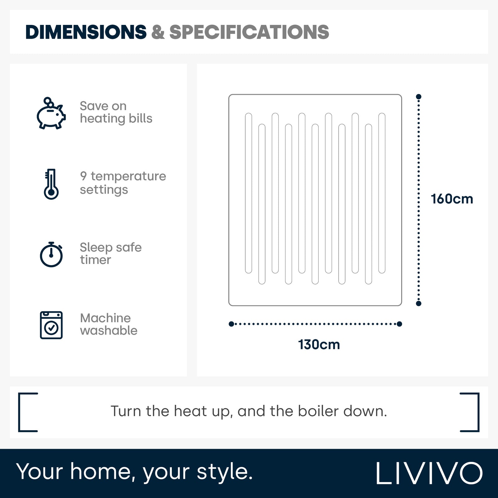 Electric Heated Blanket Chocolate Micro Fleece With 9 Heat Settings