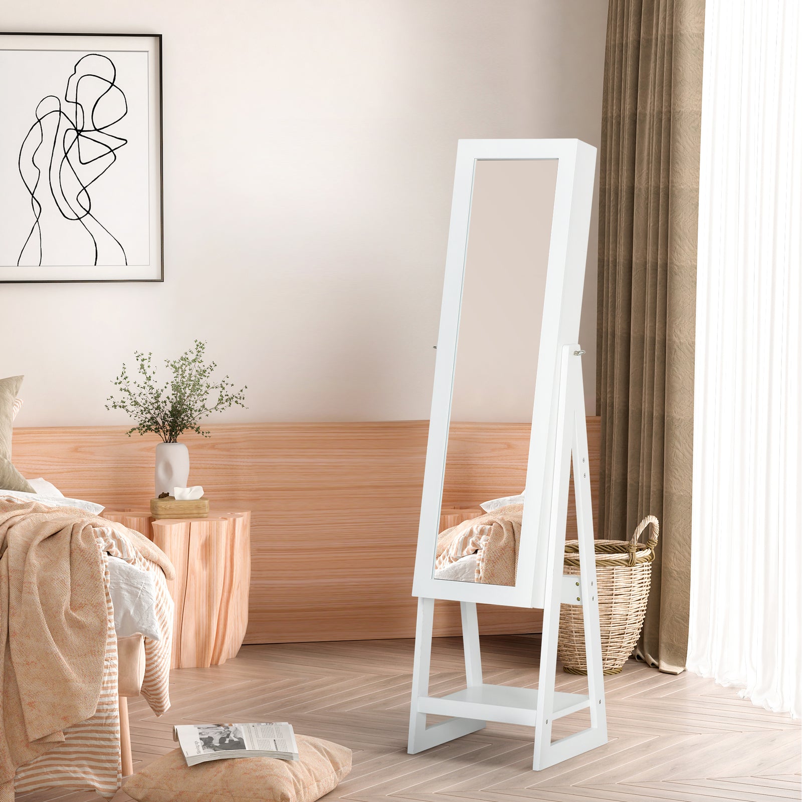 Freestanding Jewellery Storage Armoire W/ 2 Mirrors Drawers
