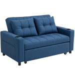 2 Seater Pull Out Sofa Bed With Pockets For Living Room Dark Blue