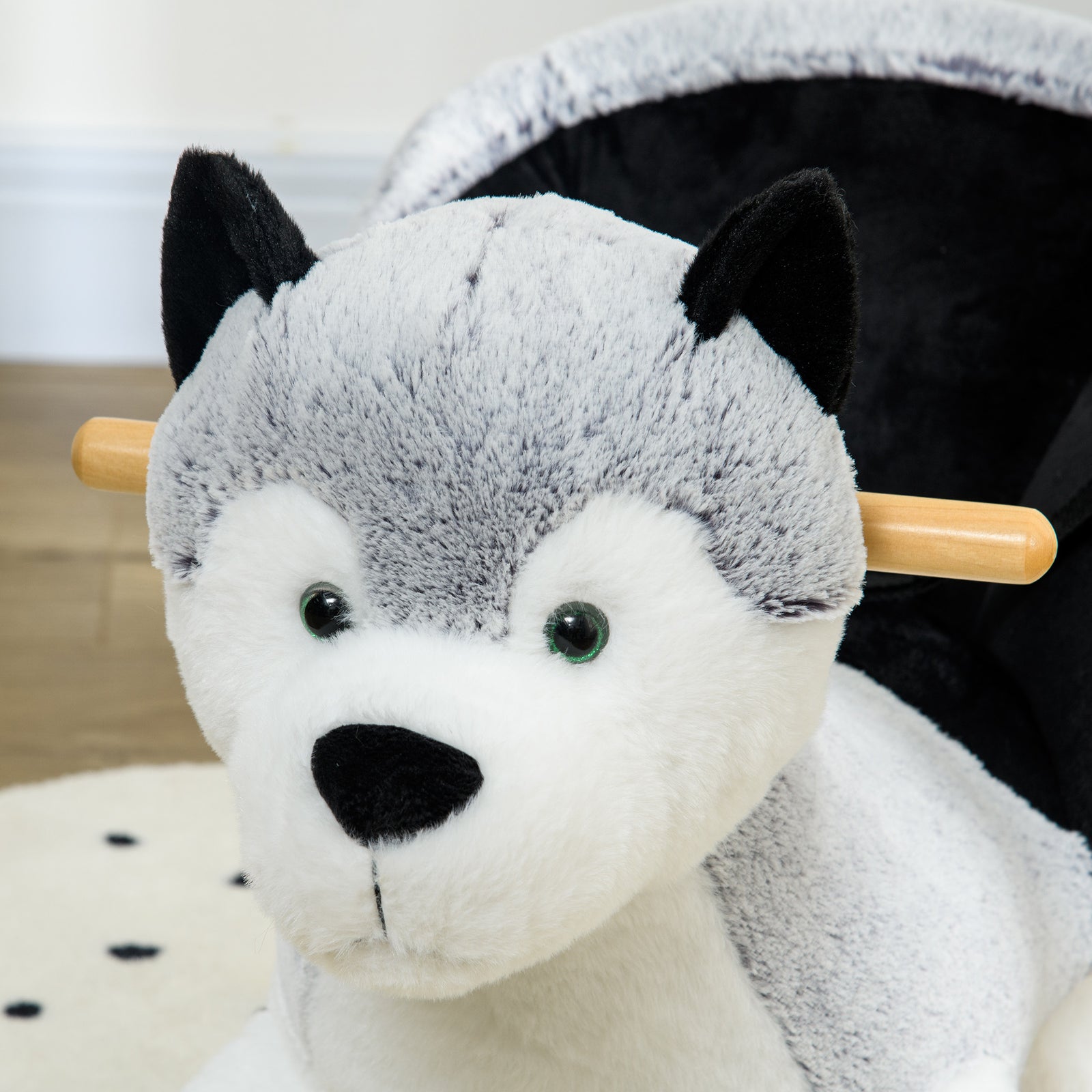 Husky-shaped Baby Rocking Horse With Seatbelt, For Ages 18-36 Months