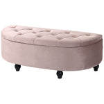 Semi-circle Bed End Bench Ottoman With Storage | Pink