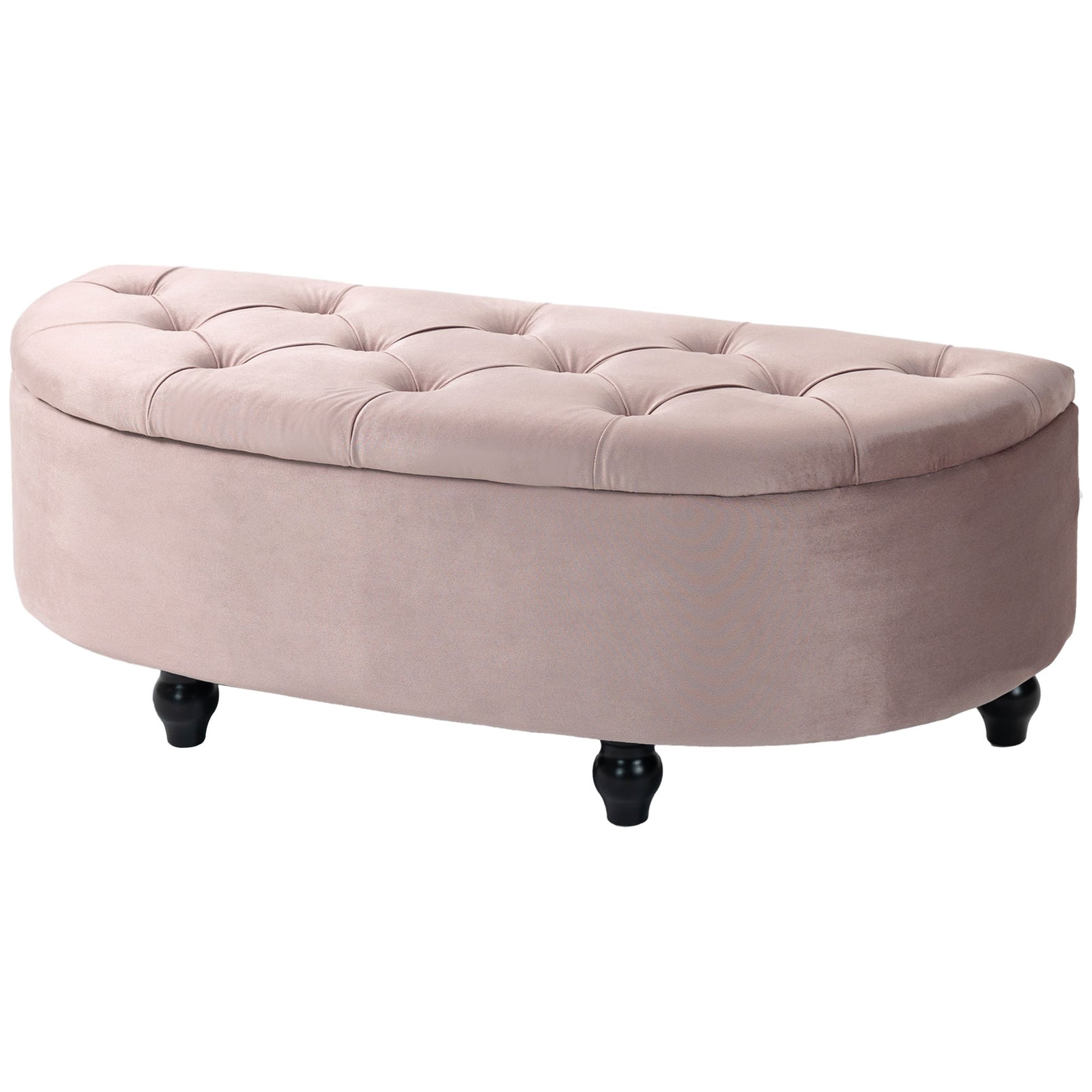 Semi-circle Bed End Bench Ottoman With Storage | Pink