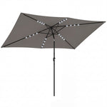 3 X 2 M Garden Parasol Umbrella With Light, Outdoor Patio Umbrella | Dark Grey