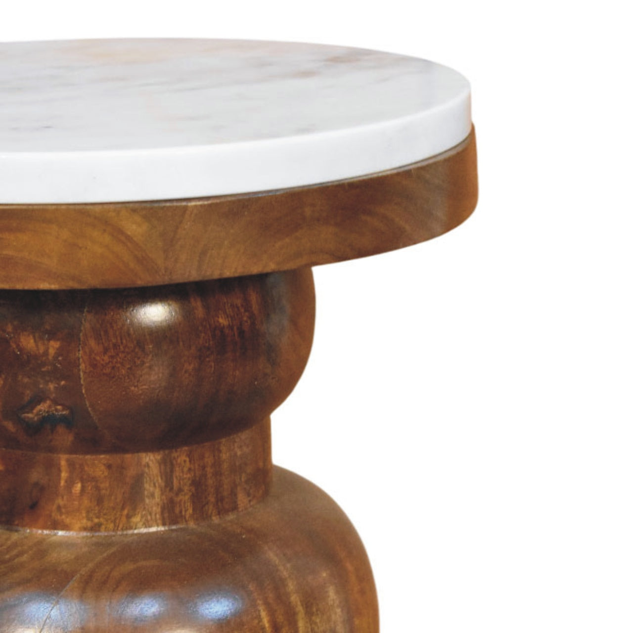 Marble Top Bulla Side Table, White and Brown | 8 | Brown