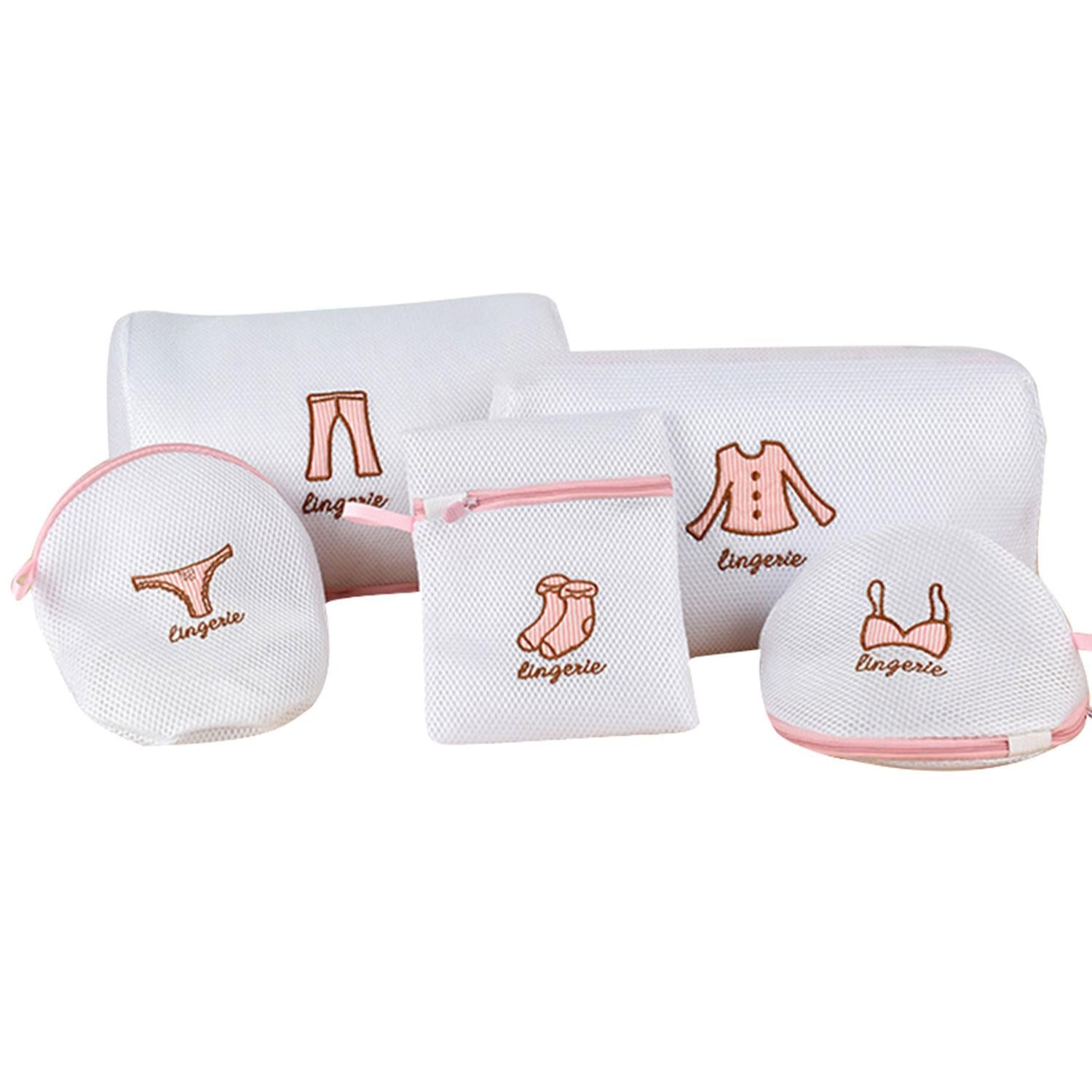 Zippered Mesh Laundry Clothes Trouser Washing Bag, White