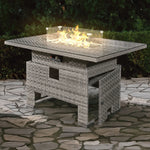 Icarus Rattan Rising Firepit Table | Dove Grey