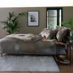 Wolf Printed 100% Cotton Duvet Cover Set | Super King | Brown