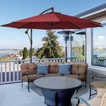 3m Garden Parasol W/ Crank & Base | Red