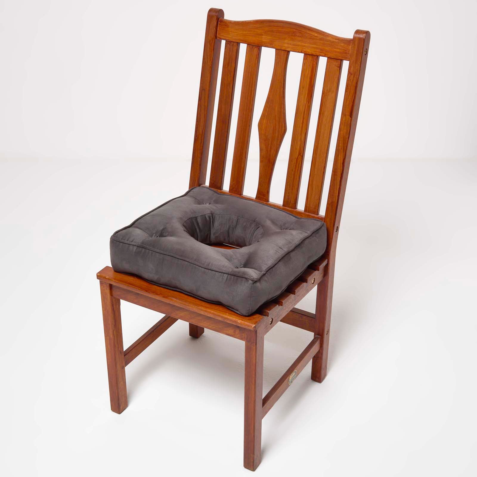 Faux Suede Coccyx Dining Chair Cushion With Ties | 40cm x 40cm | Grey