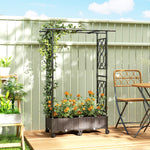Outsunny Raised Garden Bed With Arch Trellis, Plastic Raised Bed For Garden