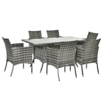 7pc Rattan Garden Furniture Dining Set Wicker Conservatory | Gray