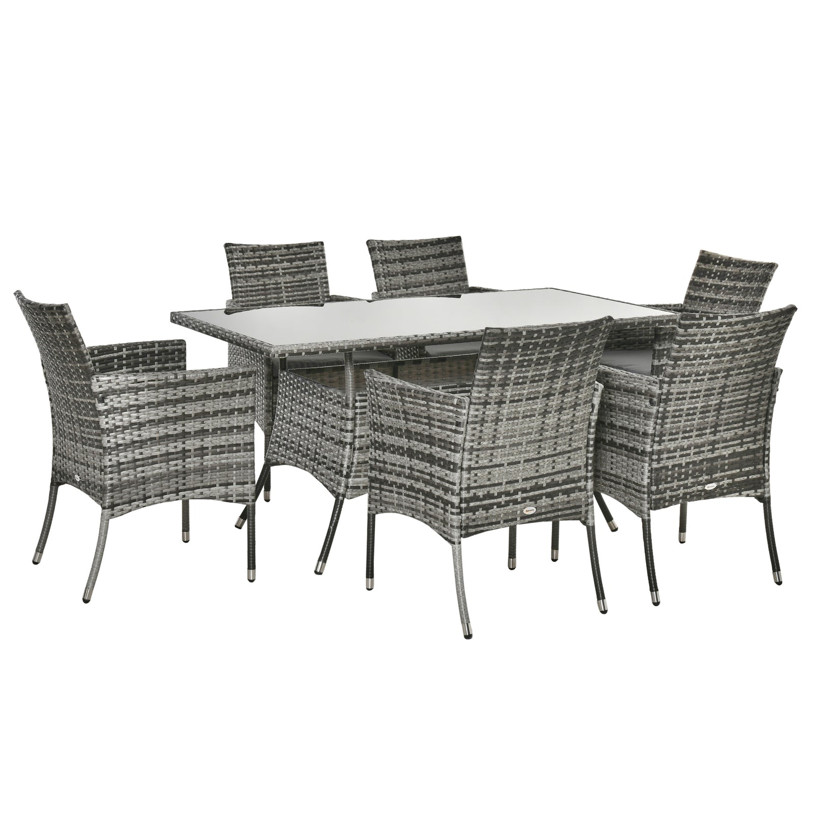 7pc Rattan Garden Furniture Dining Set Wicker Conservatory | Gray