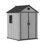 5.33 X 5.35ft  Garden Tool Shed With Apex Roof & Combination Lock – Grey Wood Grain Storage Shed With Window & Vents