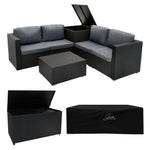 Rattan Modular 6 Piece Furniture Set & 996l Storage Box | Black
