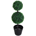 2 Pcs 67/112cm Artificial Boxwood Three Balls Tree Décor | Medium | Green