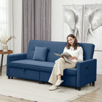 Reversible L-shaped Sectional Sofa Bed With Cushions | One Size | Blue