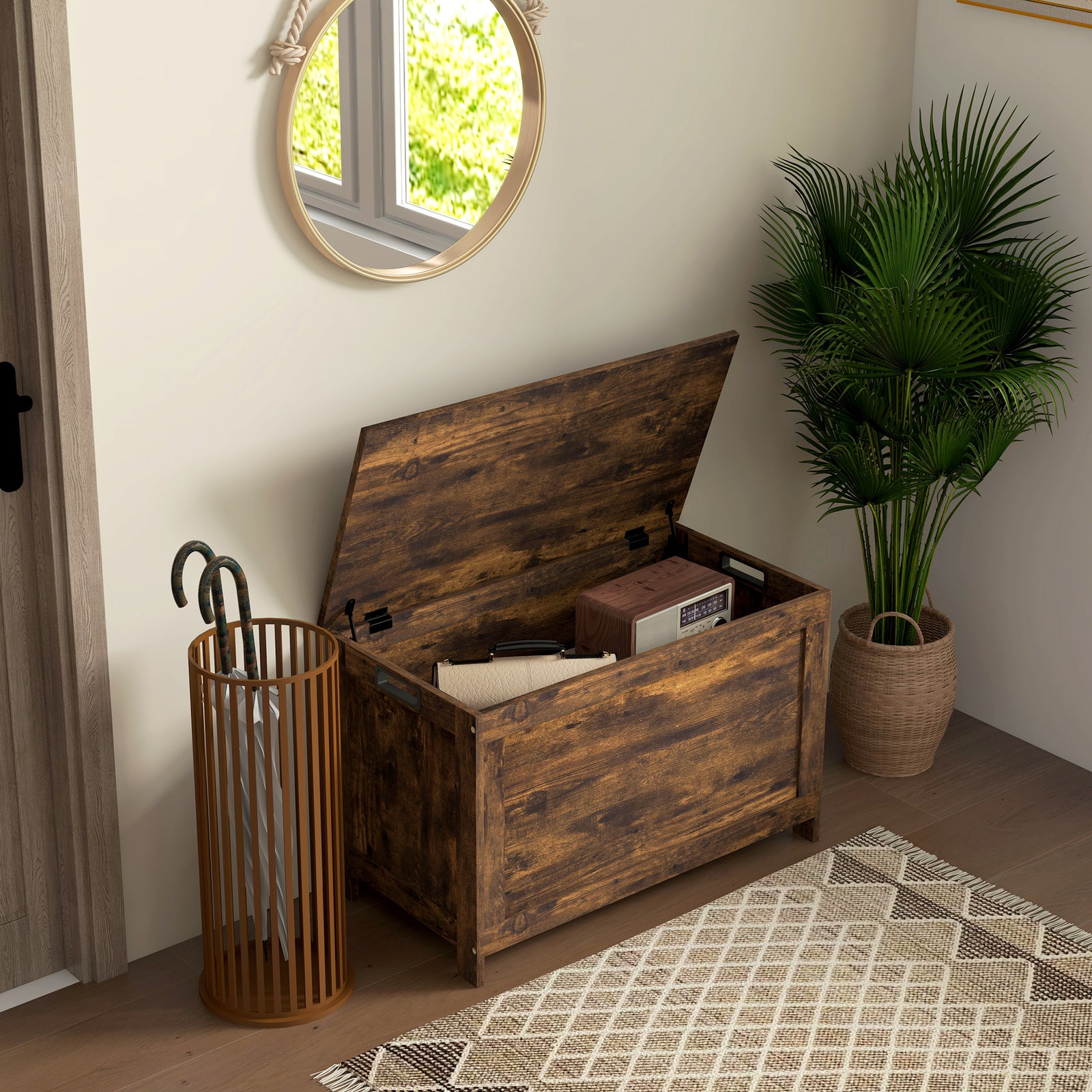 Storage Chest With 2 Safety Hinges, Storage Bench | One Size | Brown