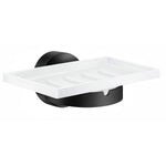 Porcelain Soap Dish With Round Wall Mounted Holder | Black