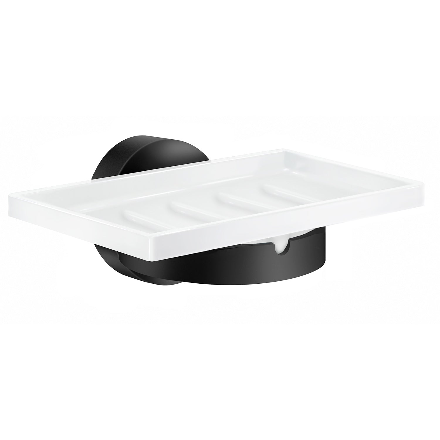 Porcelain Soap Dish With Round Wall Mounted Holder | Black