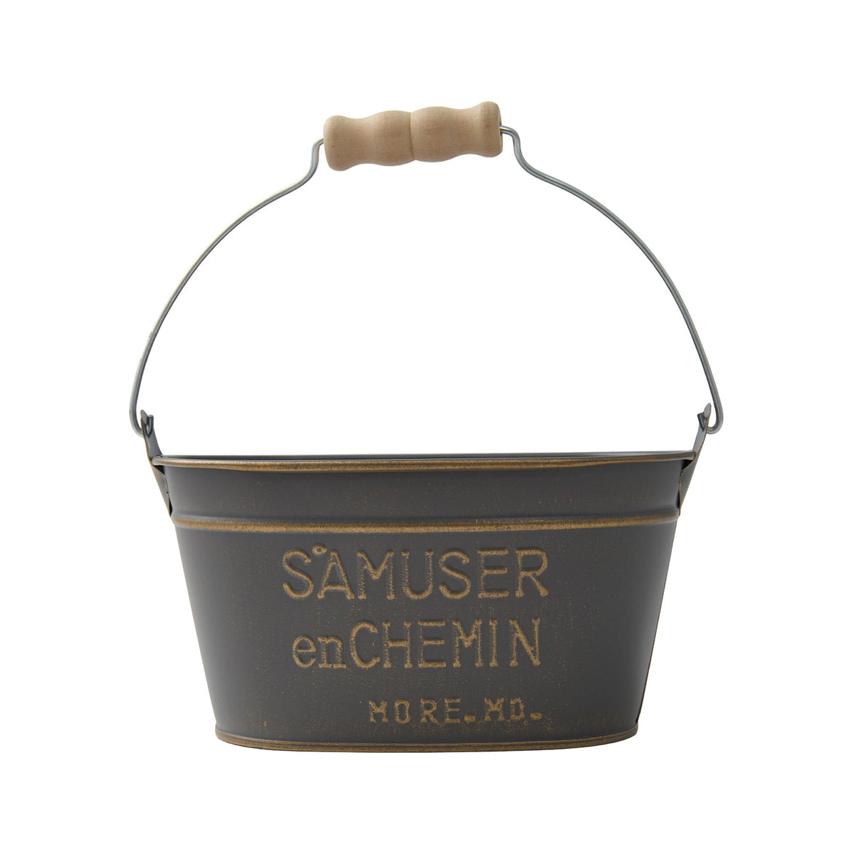 Breeins 2-piece Decorative Metal Retro Oval Plant Pot With Handle
