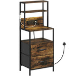 HOMCOM Bedside Table With Charging Station & Led Light Strips, Rustic Brown