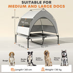 Pawhut Portable Elevated Dog Bed With Removable Canopy, 92 X 75 X 85 Cm