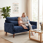 2 Seater Sofa, Modern Loveseat With Spring Cushions, Wide Seat | Blue