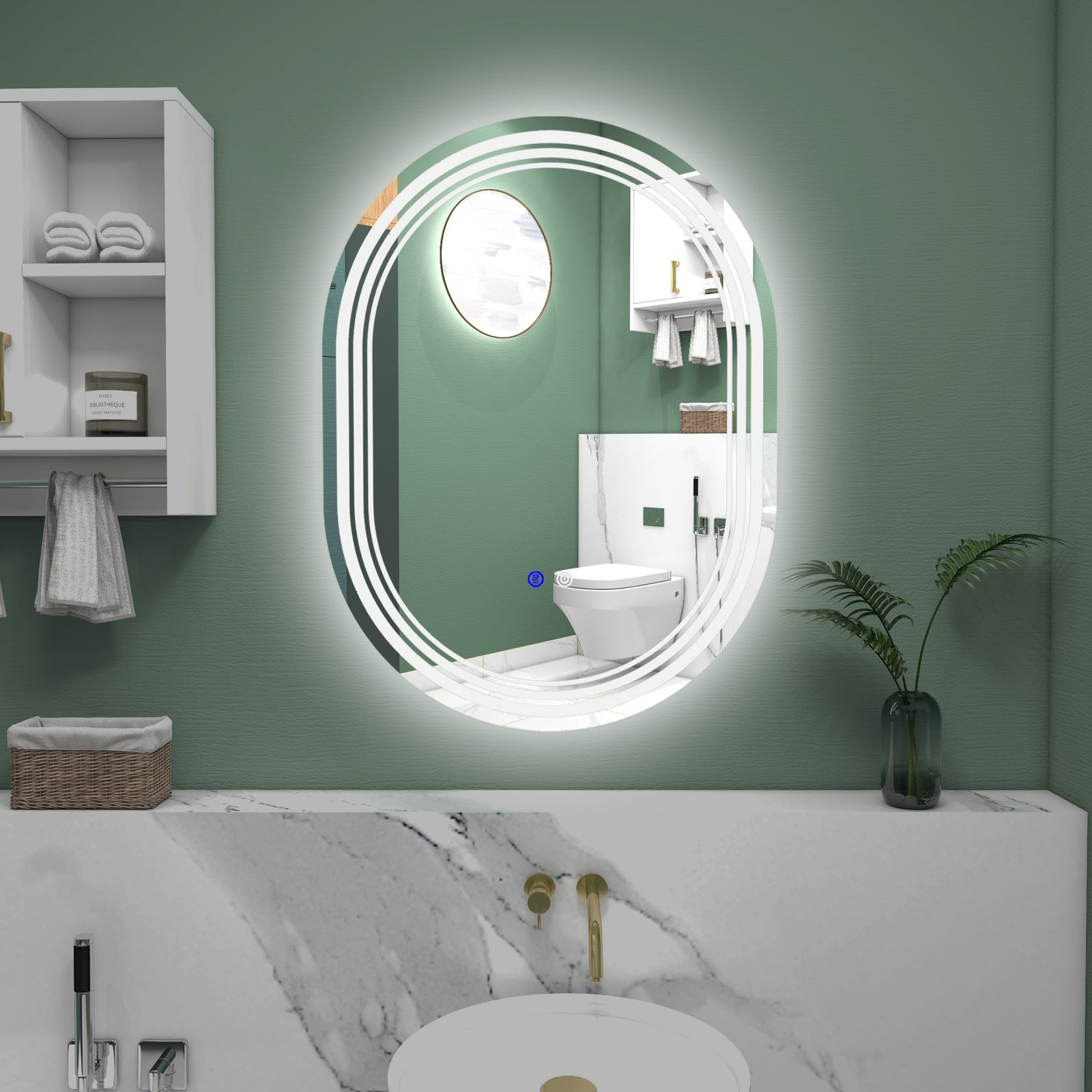 70x50/80x60cm Bathroom Mirror With Led Lights Anti-fog | Medium | Silver