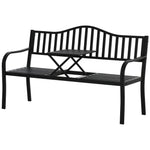 Outsunny Outdoor Bench With Liftable Middle Table, Patio Loveseat, Black