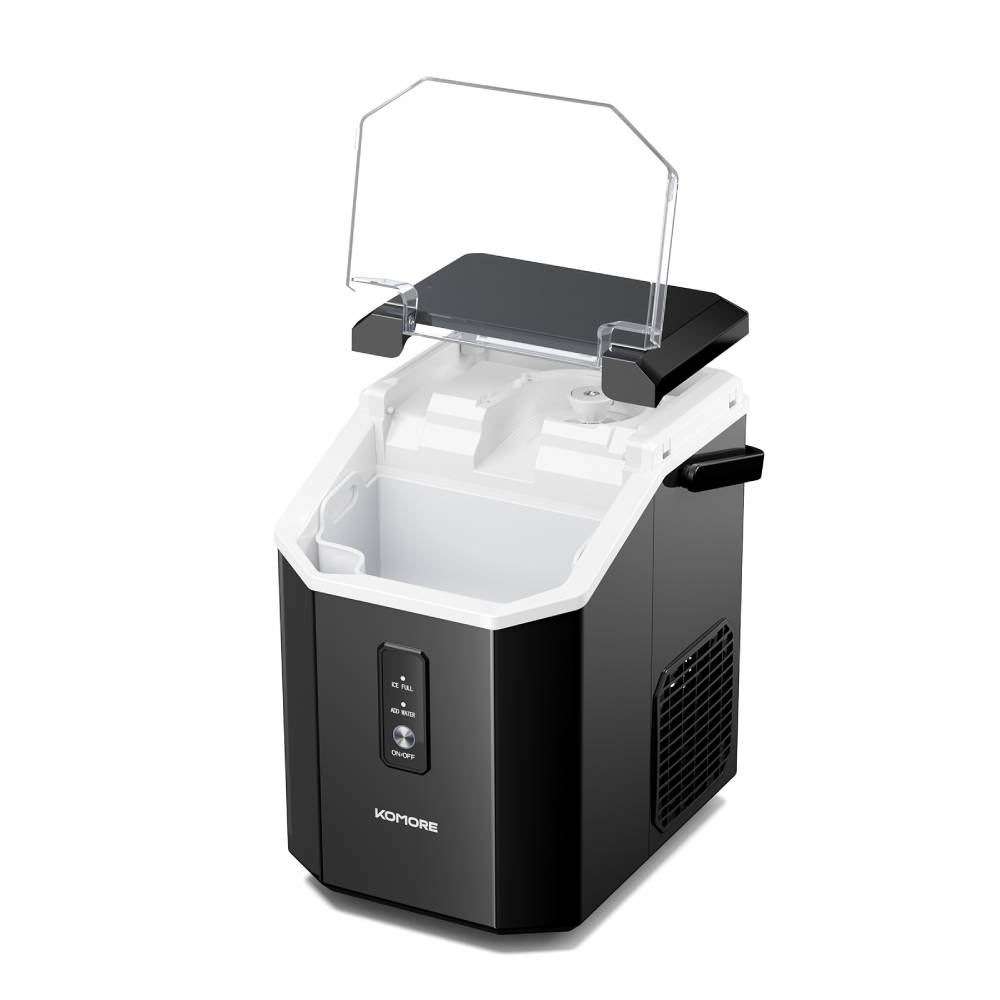 Nugget Ice Maker Portable Ice Machine With Handle, 15kg/24h, Ready In 5 Minutes, Self-cleaning, Easy To Use For Home | Black
