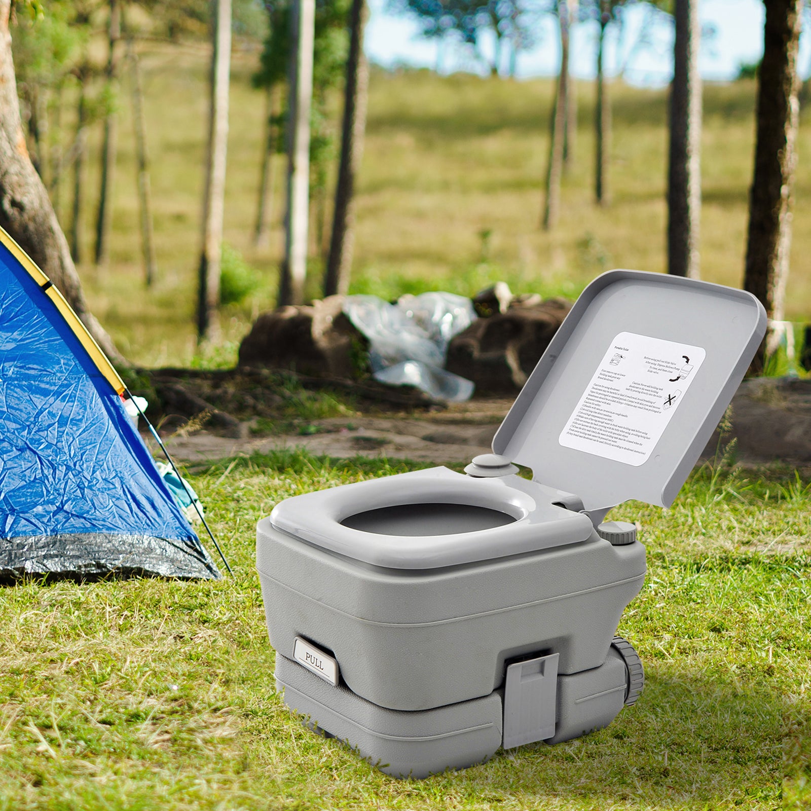 10l Portable Travel Toilet With Detachable Tanks - Grey | Gray