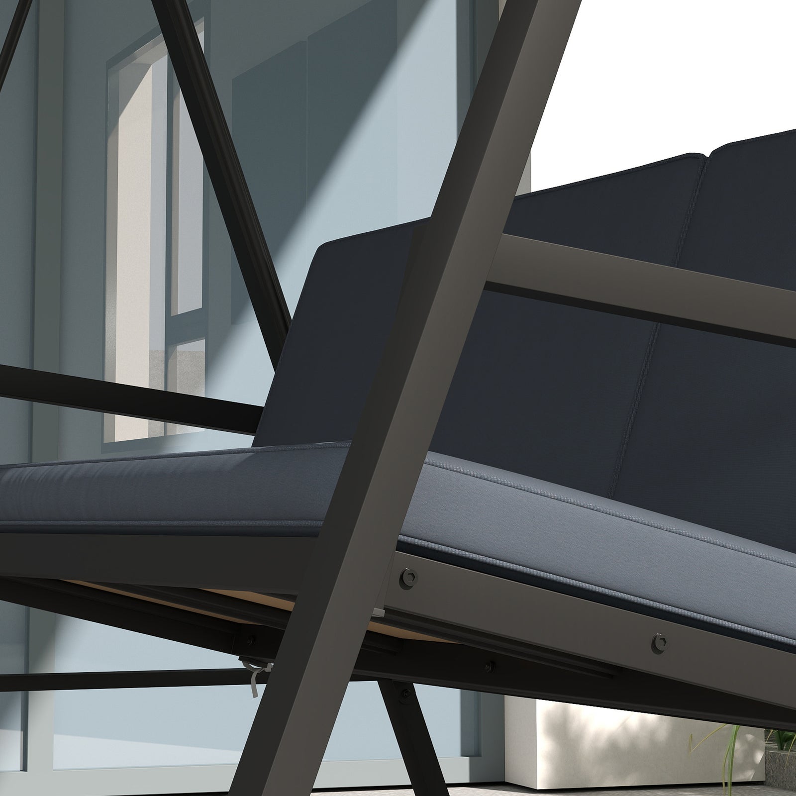 Outsunny 3 Seater Garden Swing Chair W/ Adjustable Canopy And Cushion