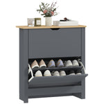12-shoe Storage Cabinet 4 Shelves 2 Drawers Tabletop | Charcoal Grey