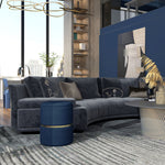 Round Pouffe, Hidden Space, Cushioned Top | Dark Blue