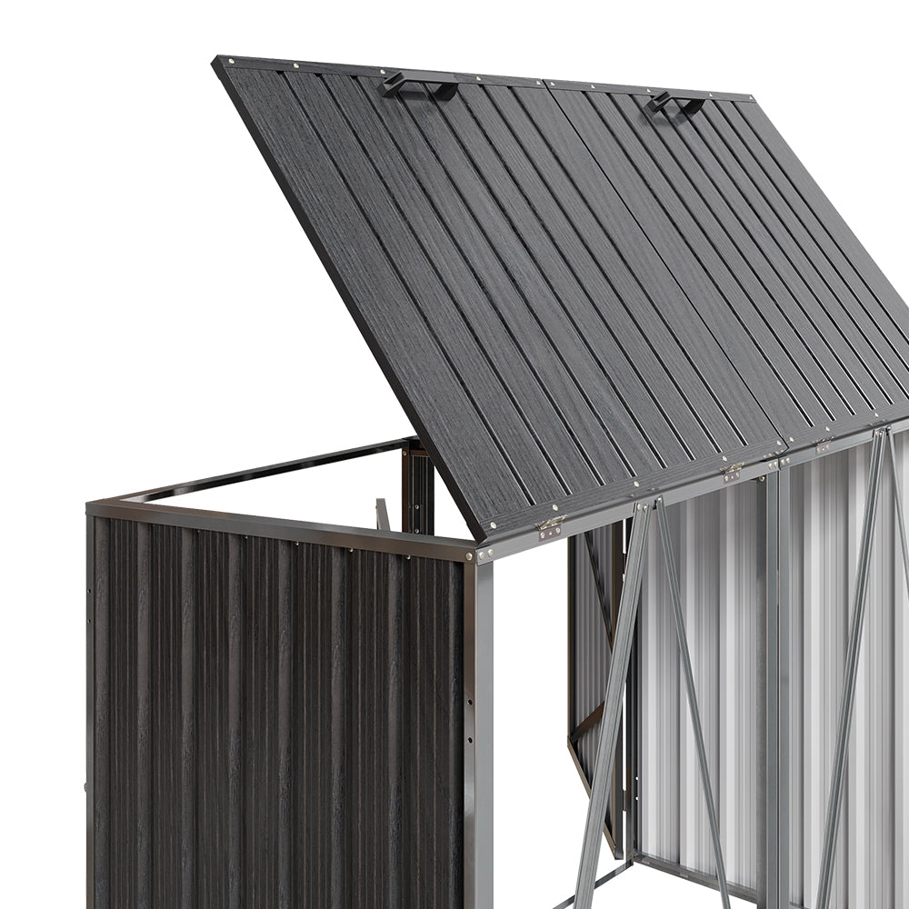 2 Bin Storage Shed – Heavy-duty Galvanized Steel Outdoor Bin Store With Lift-up Lids & Lockable Doors | Mixed Grey