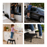 Folding Step Stool Premium, Heavy-duty Steel Home Diy Step Stool 150kg Capacity | Black