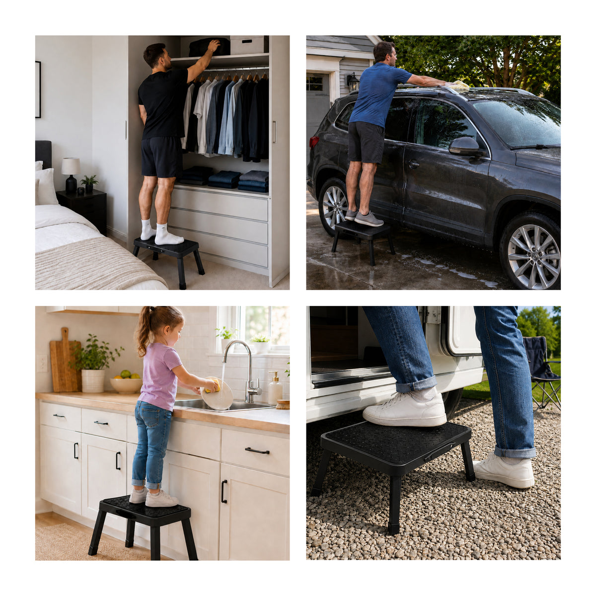 Folding Step Stool Premium, Heavy-duty Steel Home Diy Step Stool 150kg Capacity | White