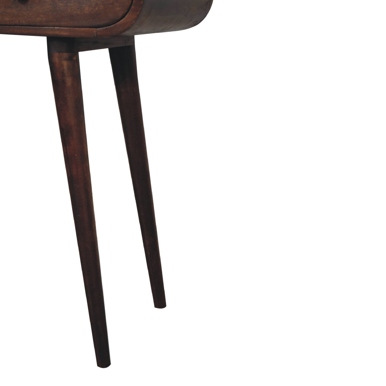 Light Walnut Curved Edge Console Table, 2 Drawers, Dark Brown