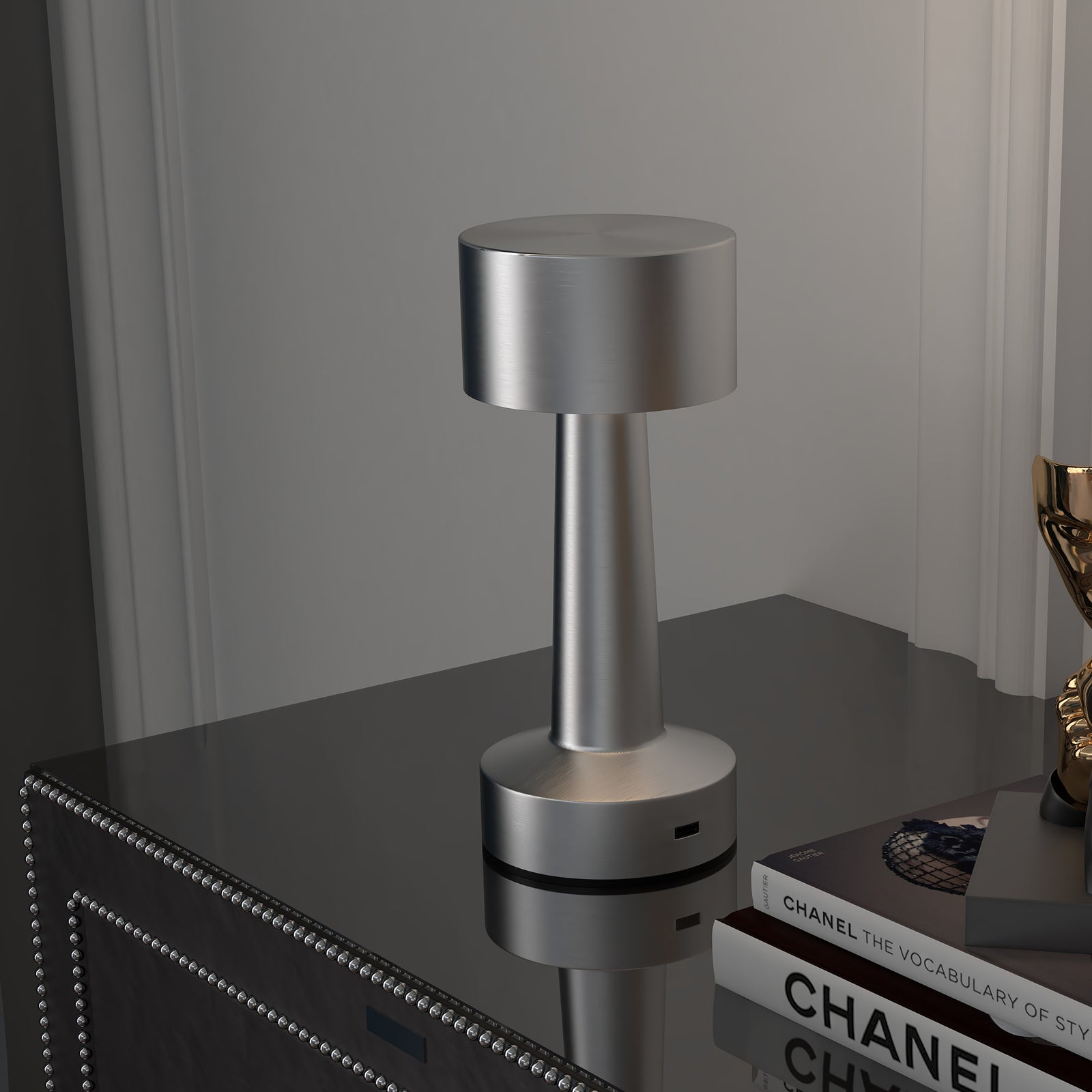 Led Cordless Table Lamp With Battery Operated Silver